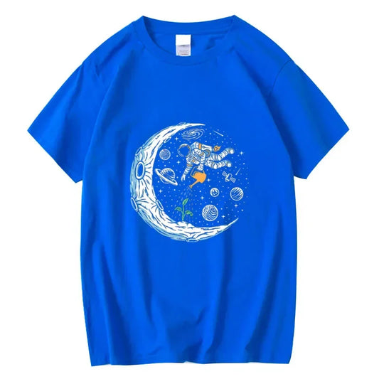 Funny Astronaut Print T-Shirt – 100% Cotton Men’s Summer Tee