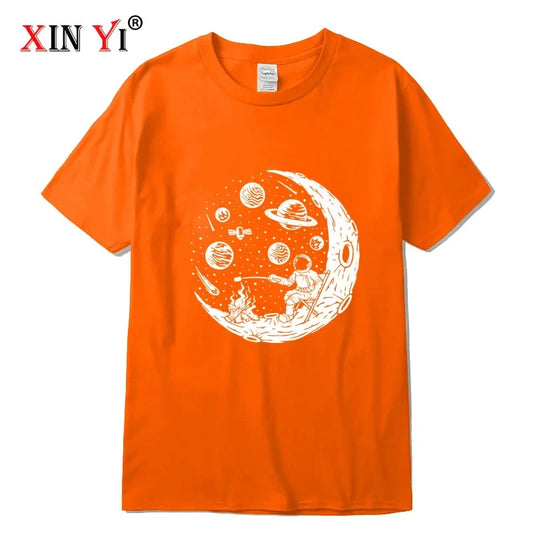 Astronaut Moon BBQ T-Shirt – Funny 100% Cotton Casual Tee