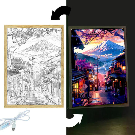 Mount Fuji LED Photo Frame – Light Painting Night Lamp
