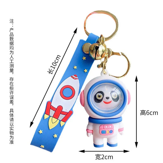 Cartoon Panda Astronaut Keychain – Soft PVC Bag Pendant Gift