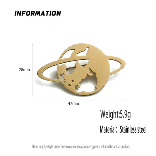 Earth Star Gold Plated Brooch – Men’s Stainless Steel Suit Pin