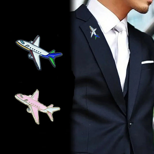 Airplane Enamel Brooch – Luxury Red & Blue Plane Pins