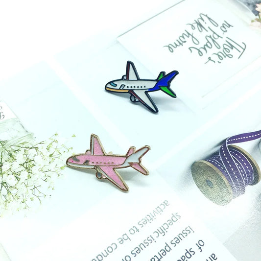 Airplane Enamel Brooch – Luxury Red & Blue Plane Pins