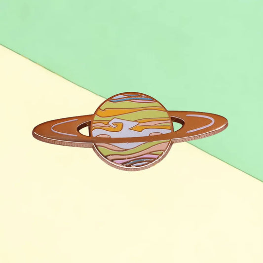 Cosmic Collection Planets Enamel Pins – Saturn Space Science Badge Set