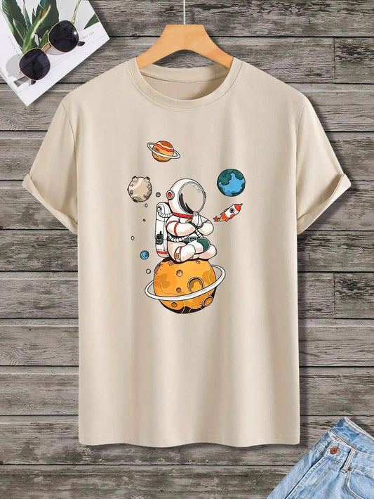 Astronaut Pattern Graphic T-Shirt – High-Quality Casual Street Tee