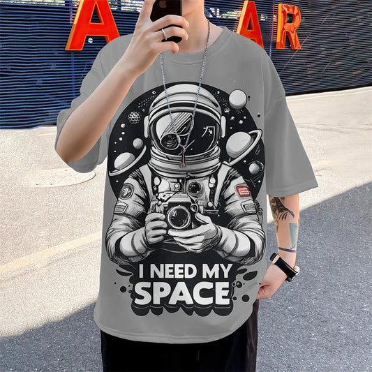 3D Astronaut Print T-Shirt – Oversized Summer Streetwear for Men