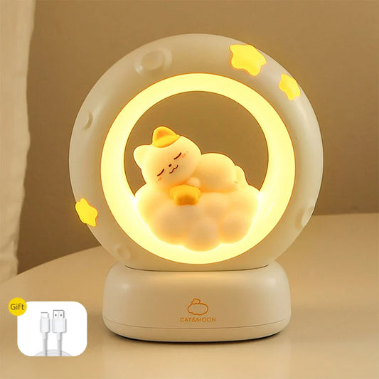 3-Style Animal Moon Night Light – Cute USB Rechargeable Lamp