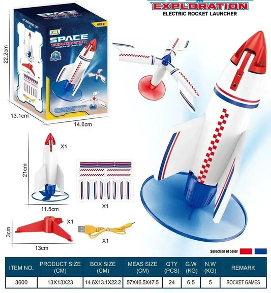 Electric Rocket Launcher Toys New Space Exploration Skyrocket With Parachute Kid Outdoor Toys Children Toys Model Rocket Kit