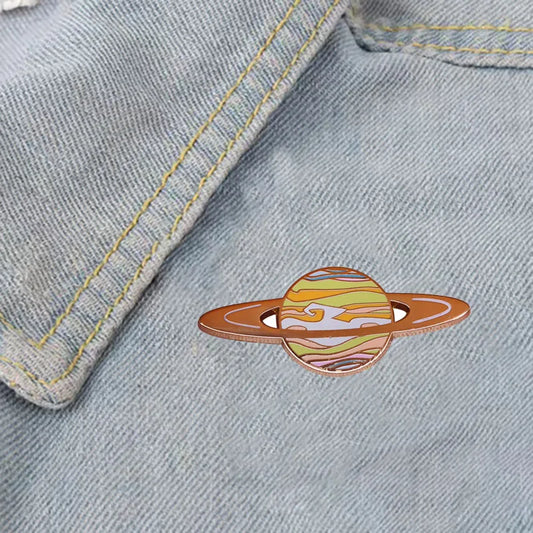 Cosmic Collection Planets Enamel Pins – Saturn Space Science Badge Set