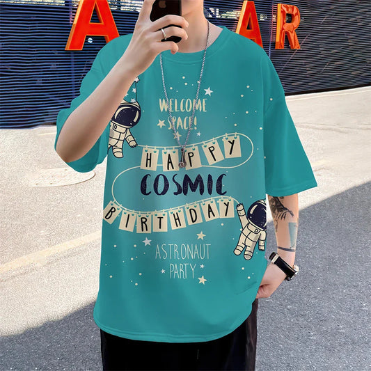 3D Astronaut Print T-Shirt – Oversized Summer Streetwear for Men