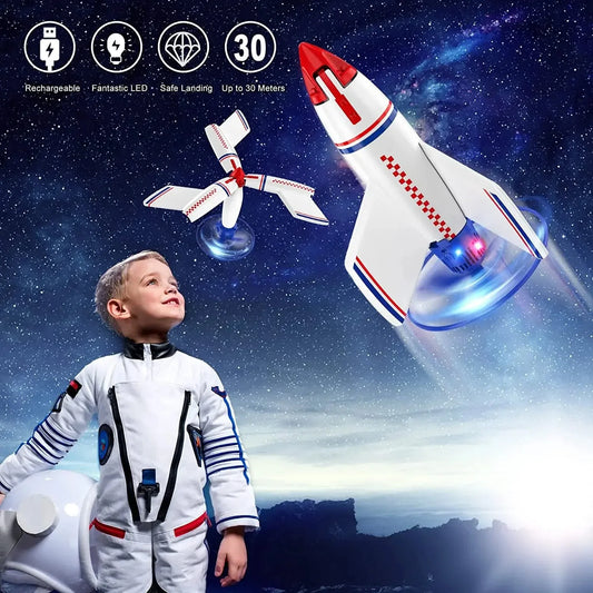 Electric Rocket Launcher Toys New Space Exploration Skyrocket With Parachute Kid Outdoor Toys Children Toys Model Rocket Kit